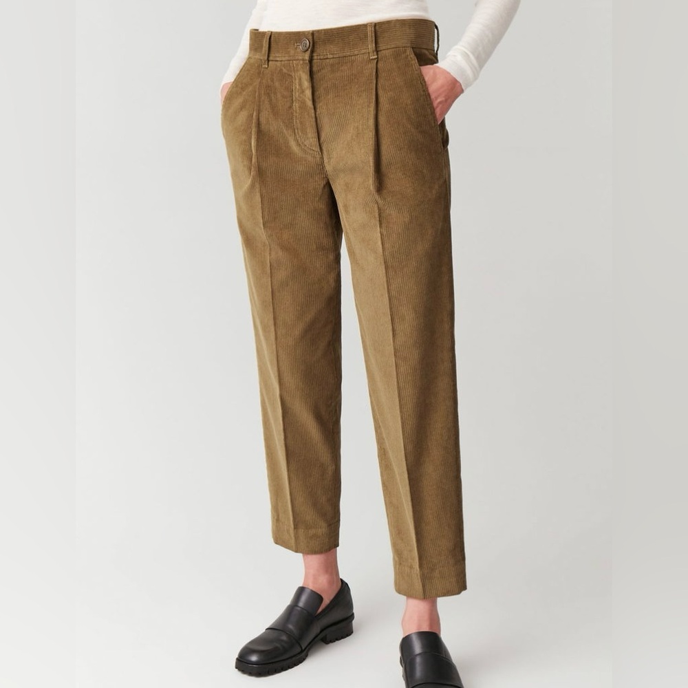 New COS Pleated Cotton Corduroy Trousers